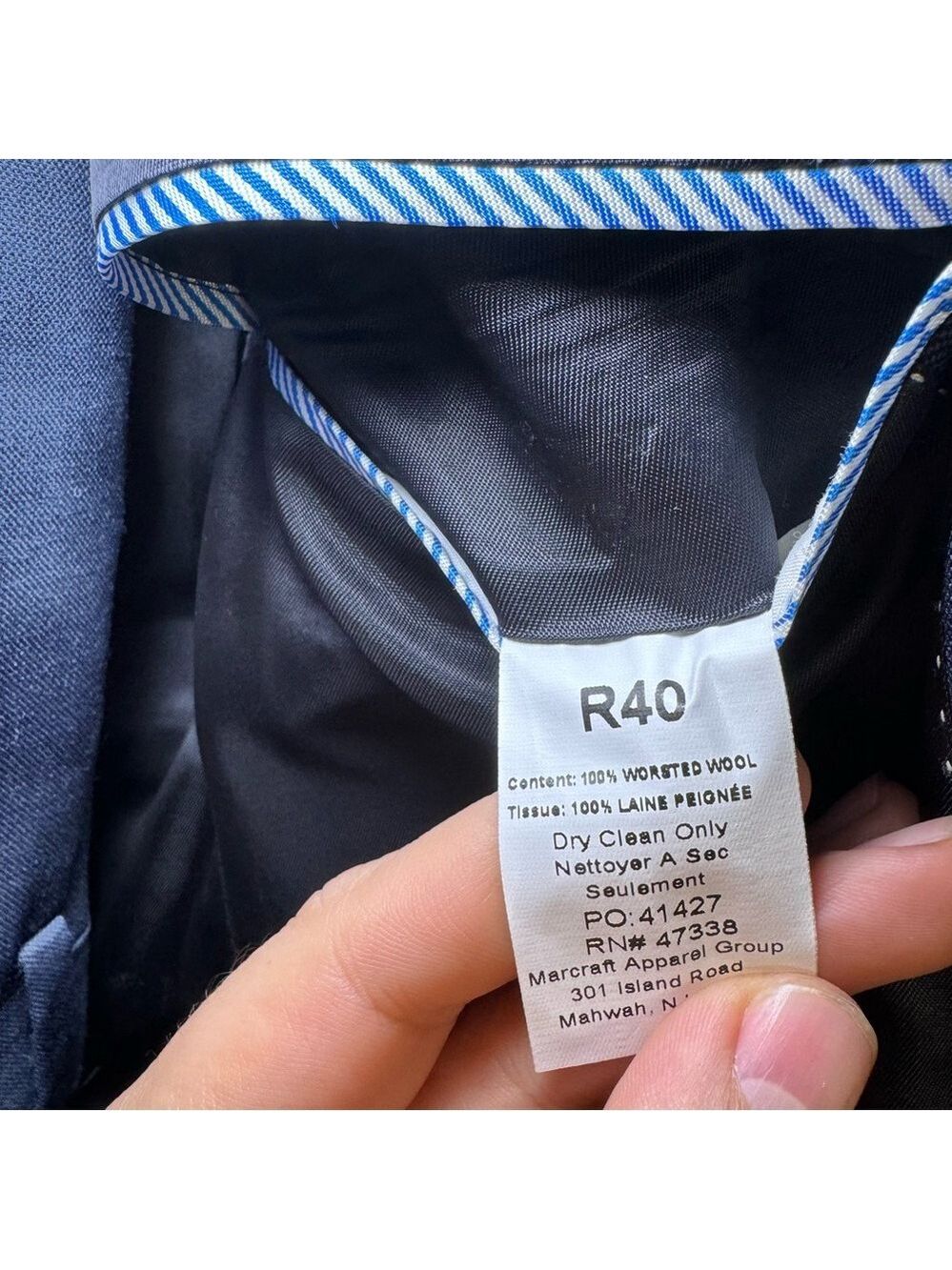 Tommy Hilfiger Men’s Navy Blue Suit SZ 40R - Picture 14 of 15